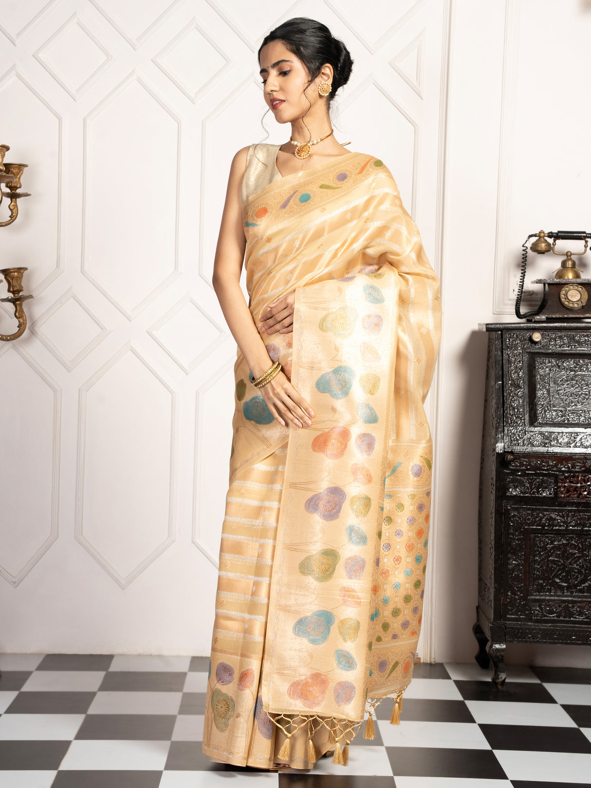 Mimosa Women's Woven Design Banarasi Style Art Silk Saree With Blouse Piece : SA00002064YLWFREE