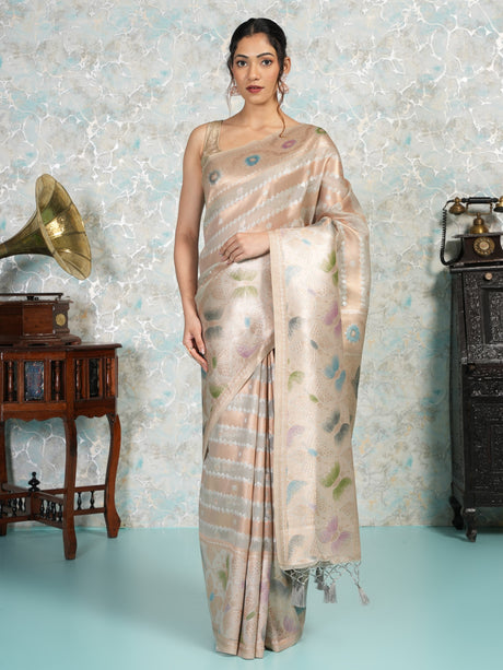 Mimosa Women's Woven Design Banarasi Style Art Silk Saree With Blouse Piece : SA00002065GYFREE