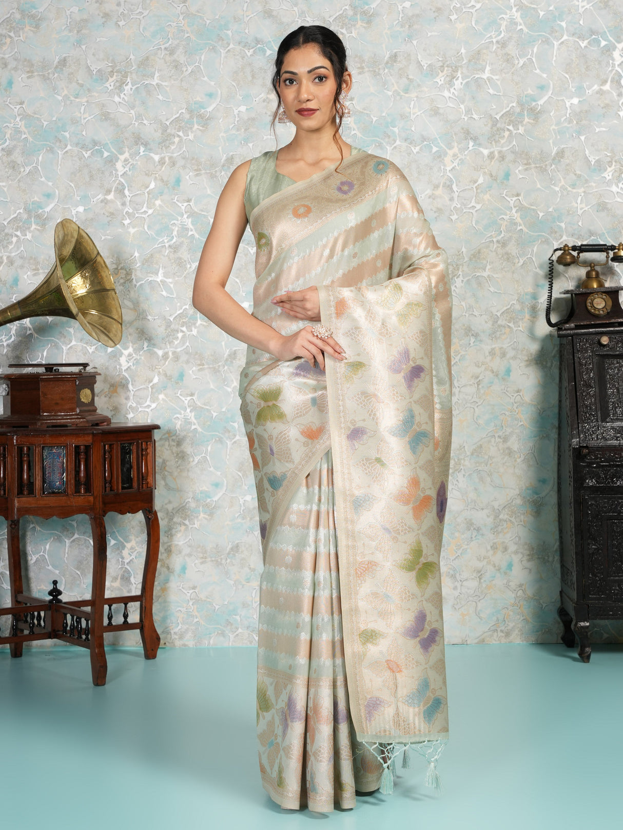 Mimosa Women's Woven Design Banarasi Style Art Silk Saree With Blouse Piece : SA00002065RMFREE