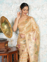 Mimosa Women's Woven Design Banarasi Style Art Silk Saree With Blouse Piece : SA00002065YLWFREE