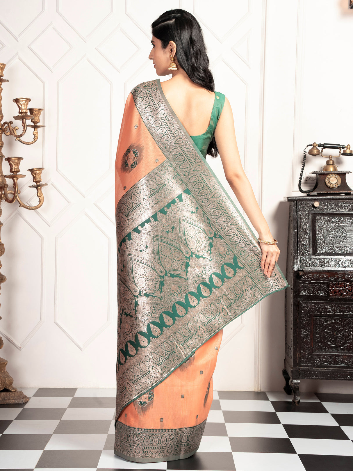 Mimosa Women's Woven Design Kanjivaram Style Art Silk Saree With Blouse Piece : SA00002066PCFREE