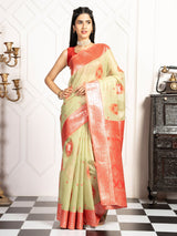 Mimosa Women's Woven Design Kanjivaram Style Art Silk Saree With Blouse Piece : SA00002066PSFREE