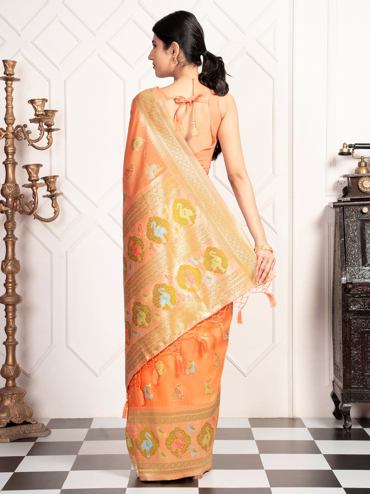 Mimosa Women's Woven Design Kanjivaram Style Art Silk Saree With Blouse Piece : SA00002067PCFREE