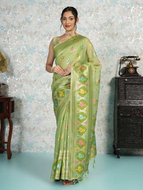 Mimosa Women's Woven Design Kanjivaram Style Art Silk Saree With Blouse Piece : SA00002067PSFREE