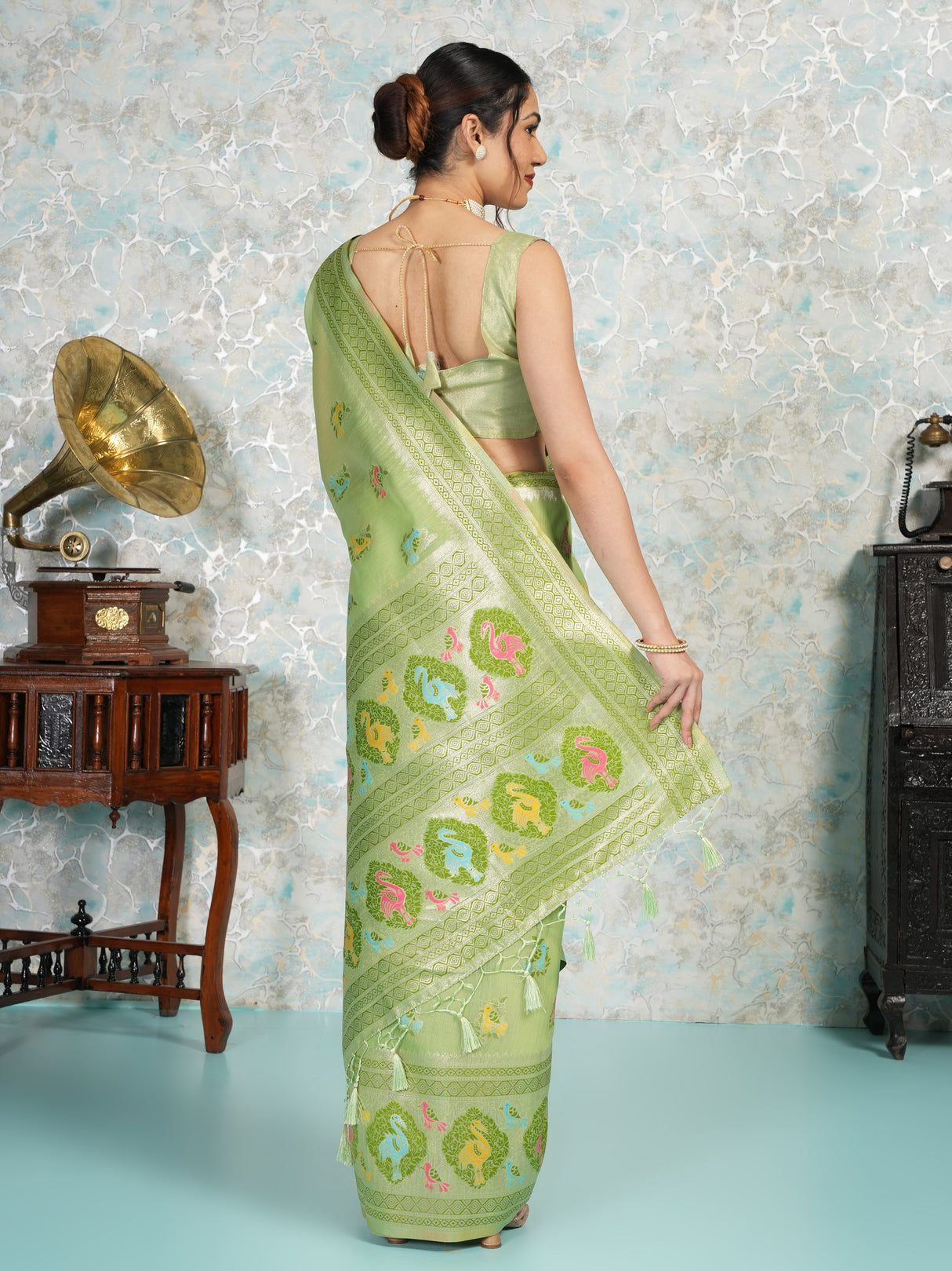 Mimosa Women's Woven Design Kanjivaram Style Art Silk Saree With Blouse Piece : SA00002067PSFREE