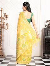 Mimosa Women's Woven Design Kanjivaram Style Art Silk Saree With Blouse Piece : SA00002067YLWFREE