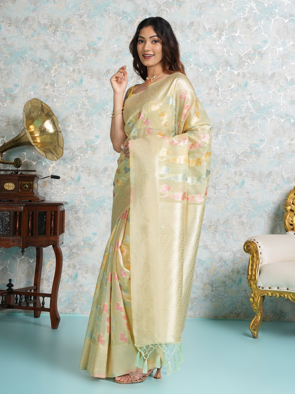 Mimosa Women's Woven Design Banarasi Style Art Silk Saree With Blouse Piece : SA00002069PSFREE