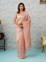 Mimosa Women's Woven Design Banarasi Style Art Silk Saree With Blouse Piece : SA00002071PNKFREE