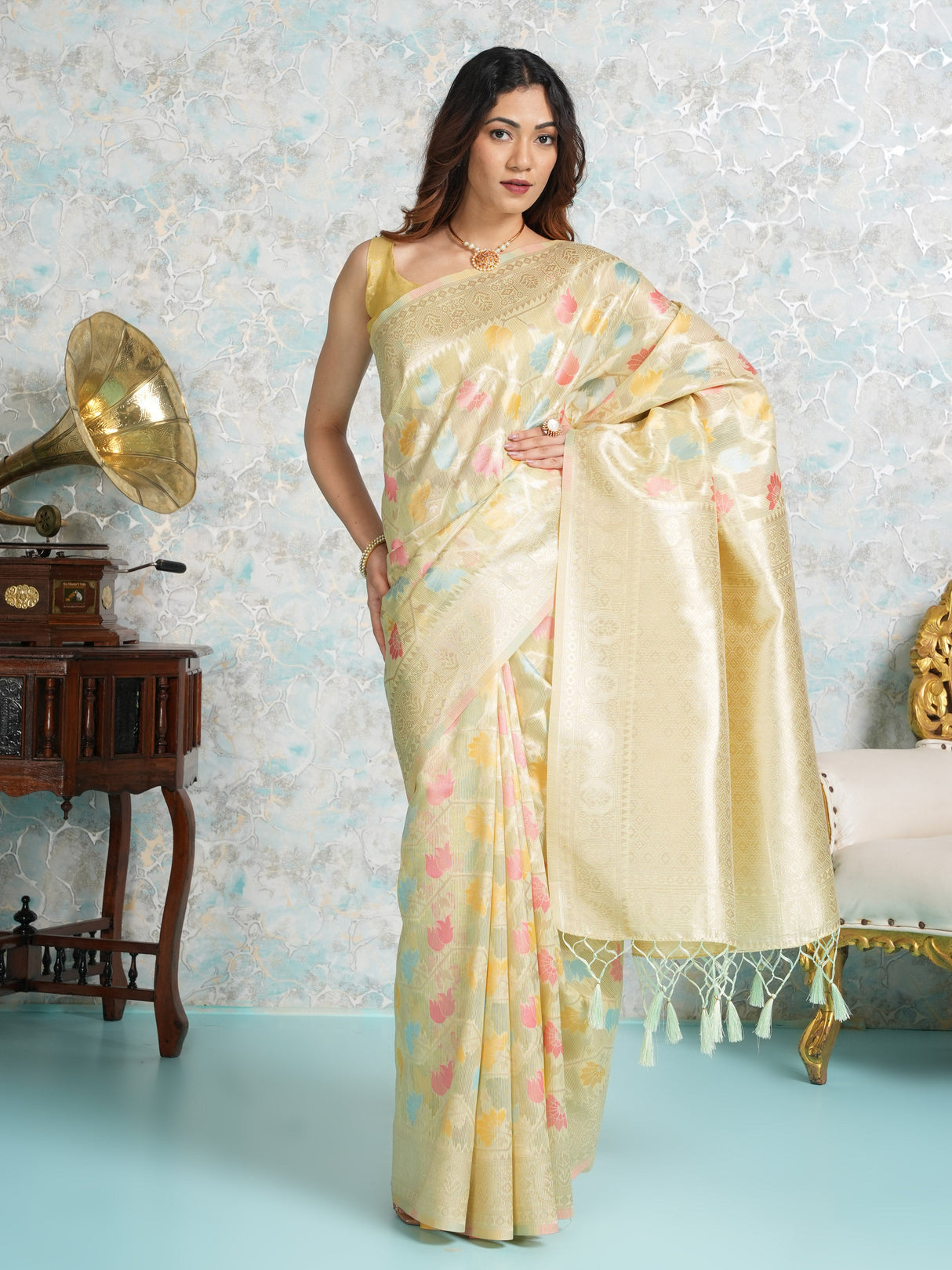 Mimosa Women's Woven Design Banarasi Style Art Silk Saree With Blouse Piece : SA00002071PSFREE