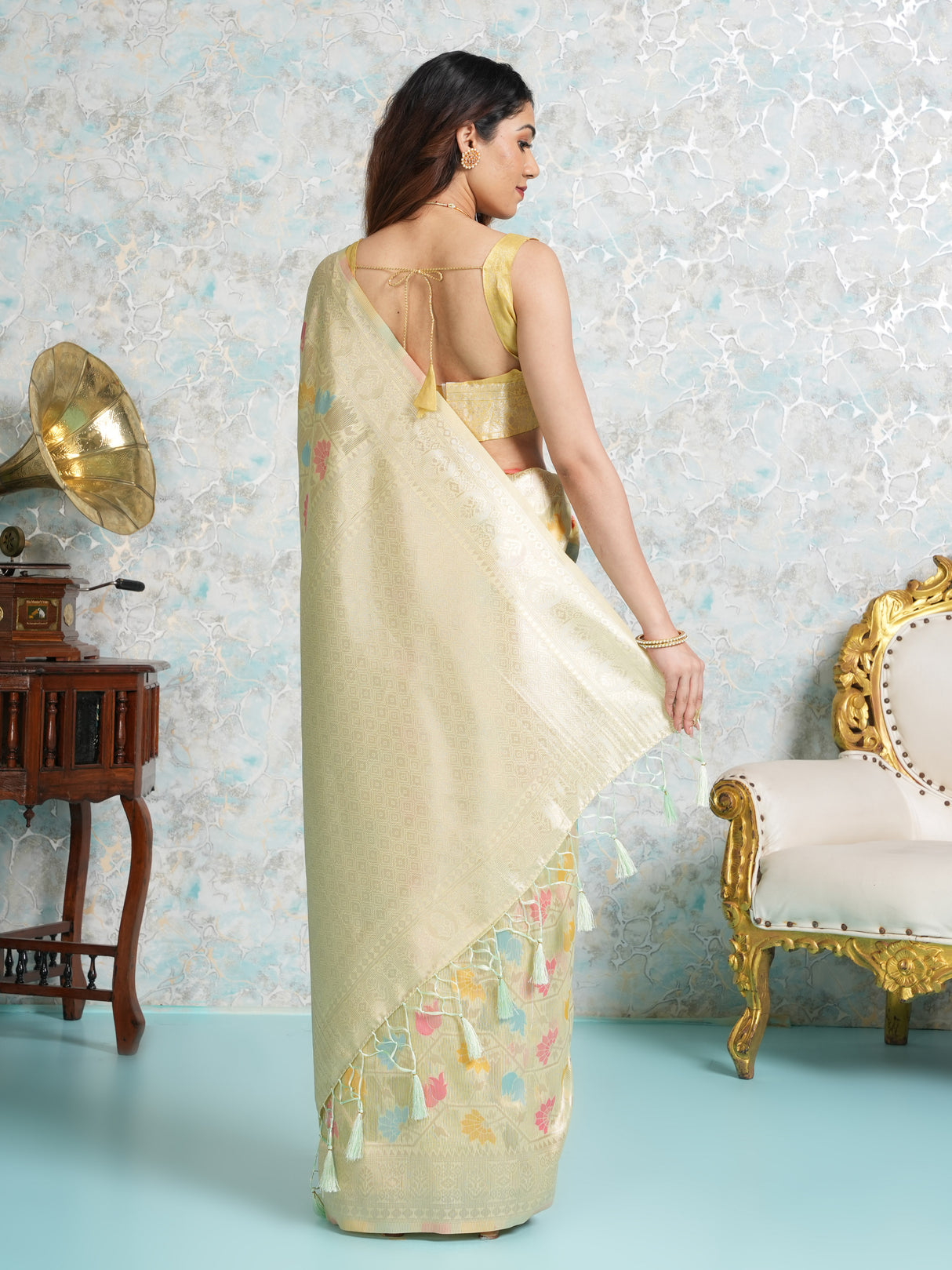 Mimosa Women's Woven Design Banarasi Style Art Silk Saree With Blouse Piece : SA00002071PSFREE