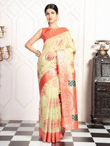 Mimosa Women's Woven Design Kanjivaram Style Art Silk Saree With Blouse Piece : SA00002072PSFREE