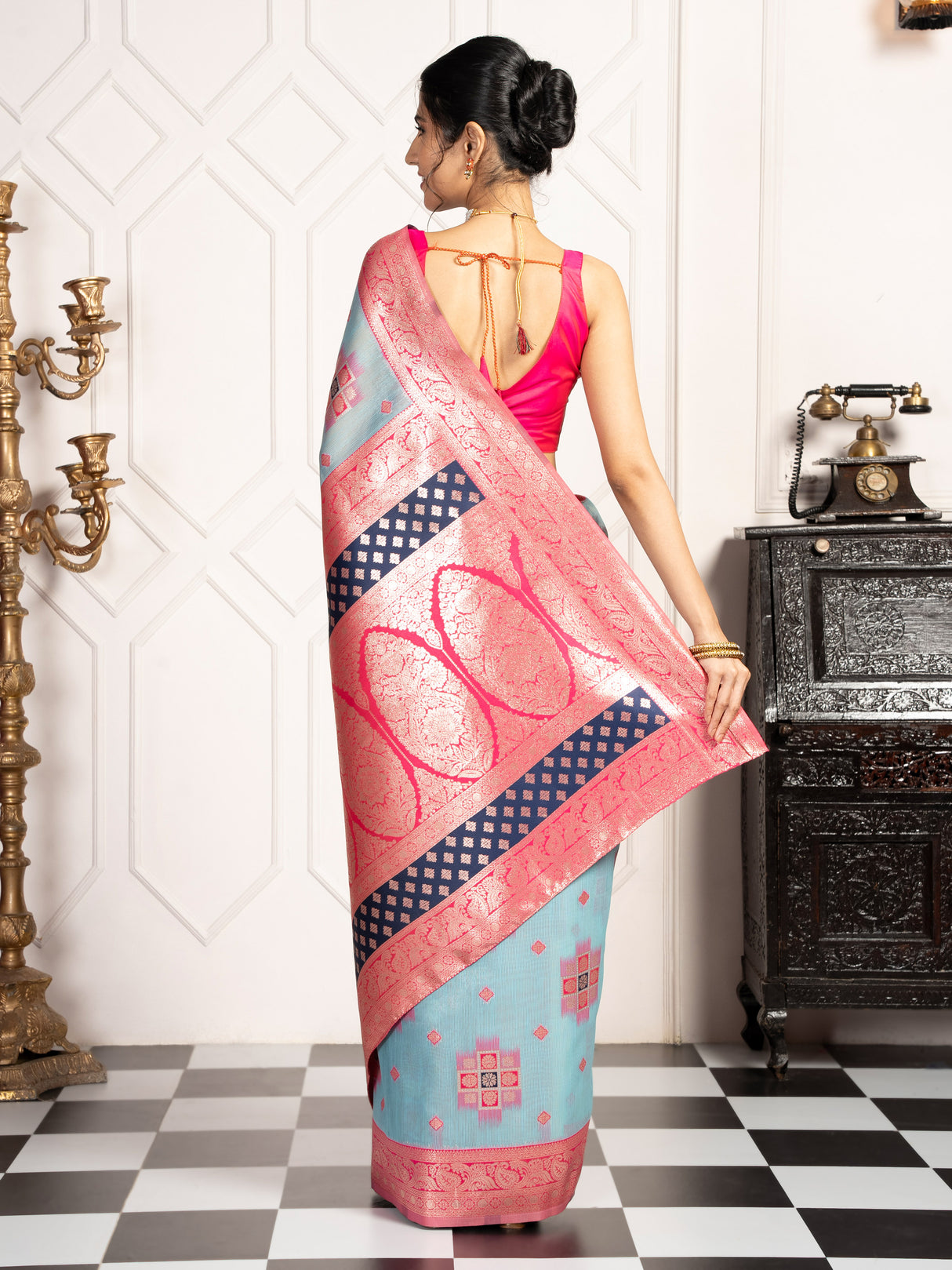 Mimosa Women's Woven Design Kanjivaram Style Art Silk Saree With Blouse Piece : SA00002072SFFREE