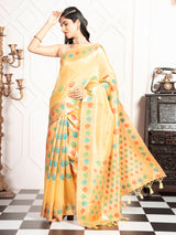 Mimosa Women's Woven Design Banarasi Style Art Silk Saree With Blouse Piece : SA00002082GDFREE