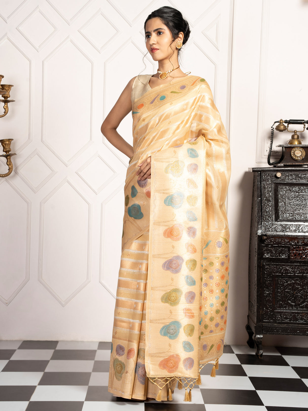 Mimosa Women's Woven Design Banarasi Style Art Silk Saree With Blouse Piece : SA00002082HWFREE