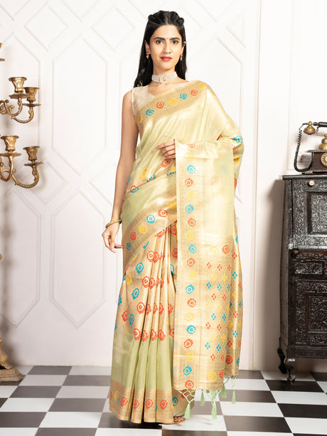 Mimosa Women's Woven Design Banarasi Style Art Silk Saree With Blouse Piece : SA00002082PSFREE