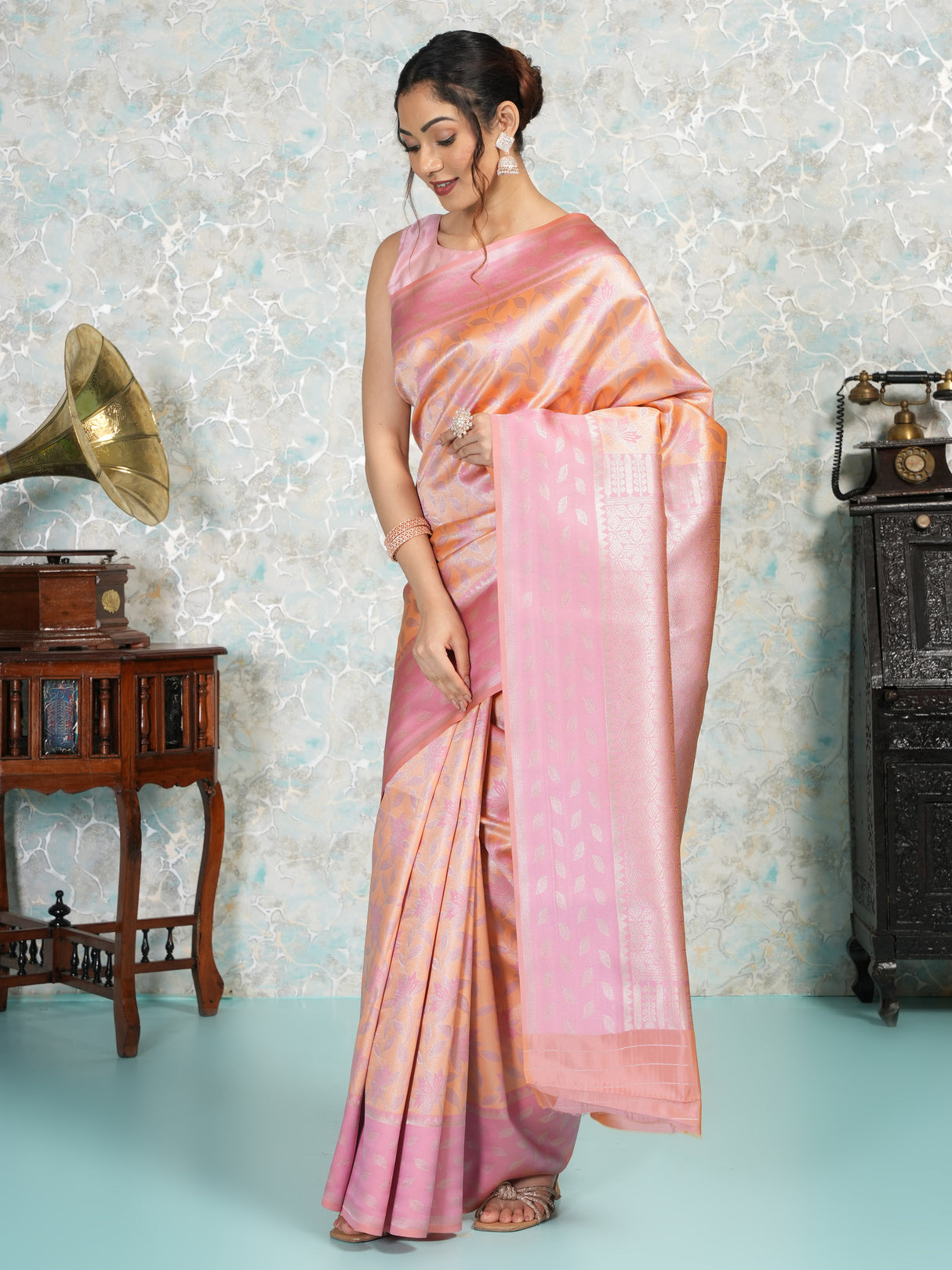 Mimosa Women's Woven Design Kanjivaram Style Art Silk Saree With Blouse Piece : SA00002113PCFREE