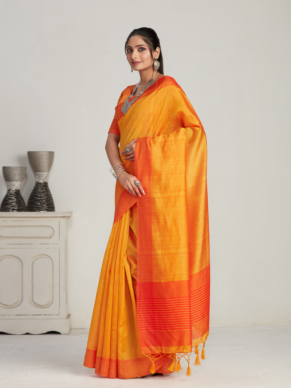 Mimosa Women's Woven Design Kanjivaram Style Art Silk Saree With Blouse Piece : SA0000861GD