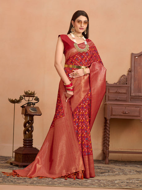 Mimosa Women's Woven Design Kanjivaram Art Silk Saree With Blouse Piece : SA0000908MR