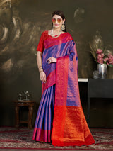 Mimosa Women's Woven Design Kanjivaram Art Silk Saree With Blouse Piece : SA0000915RB