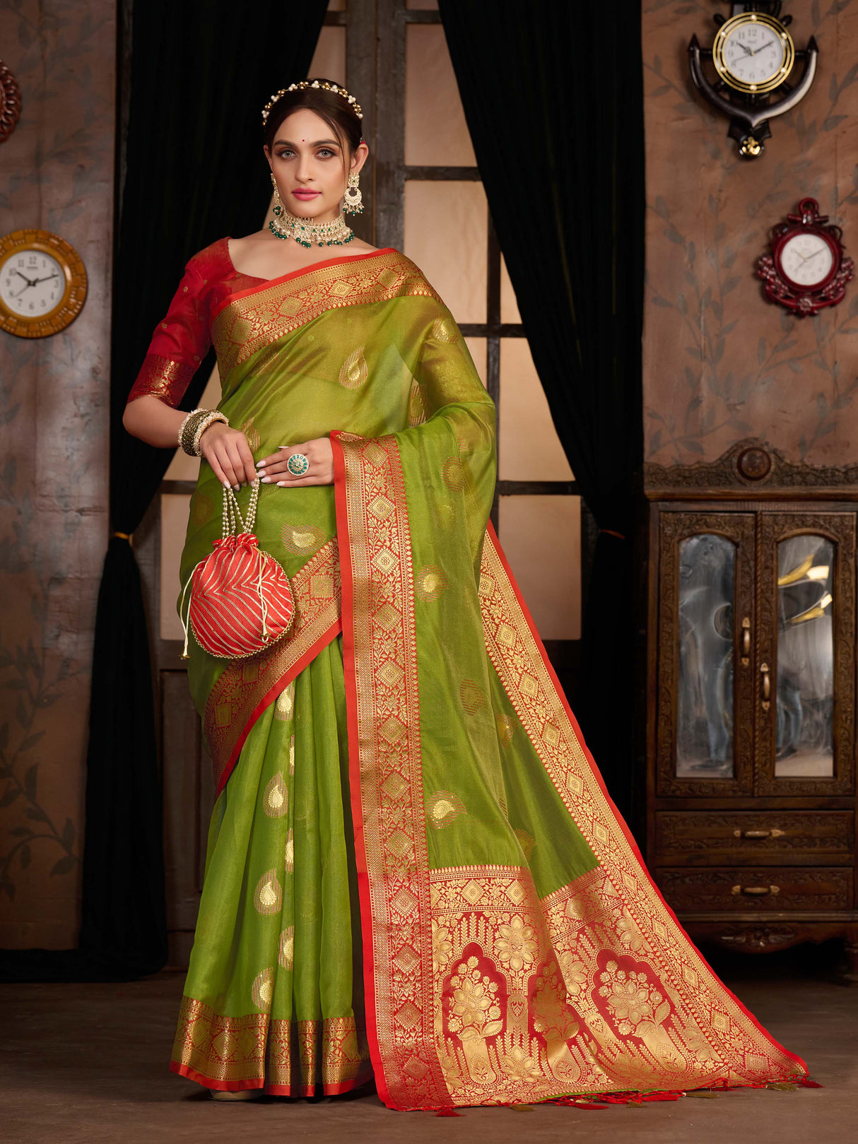 Mimosa Women's Woven Design Kanjivaram Art Silk Saree With Blouse Piece : SA0000944OL