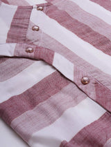 Mimosa Women Pink & White Striped Linen Top with Waist Tie-Ups