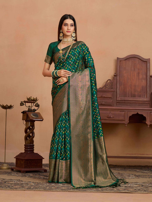 Mimosa Women's Woven Design Kanjivaram Art Silk Saree With Blouse Piece : SA0000908GRN