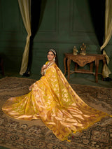 Mimosa Women's Woven Design Banarasi Art Silk Saree With Blouse Piece : SA0000871YLW