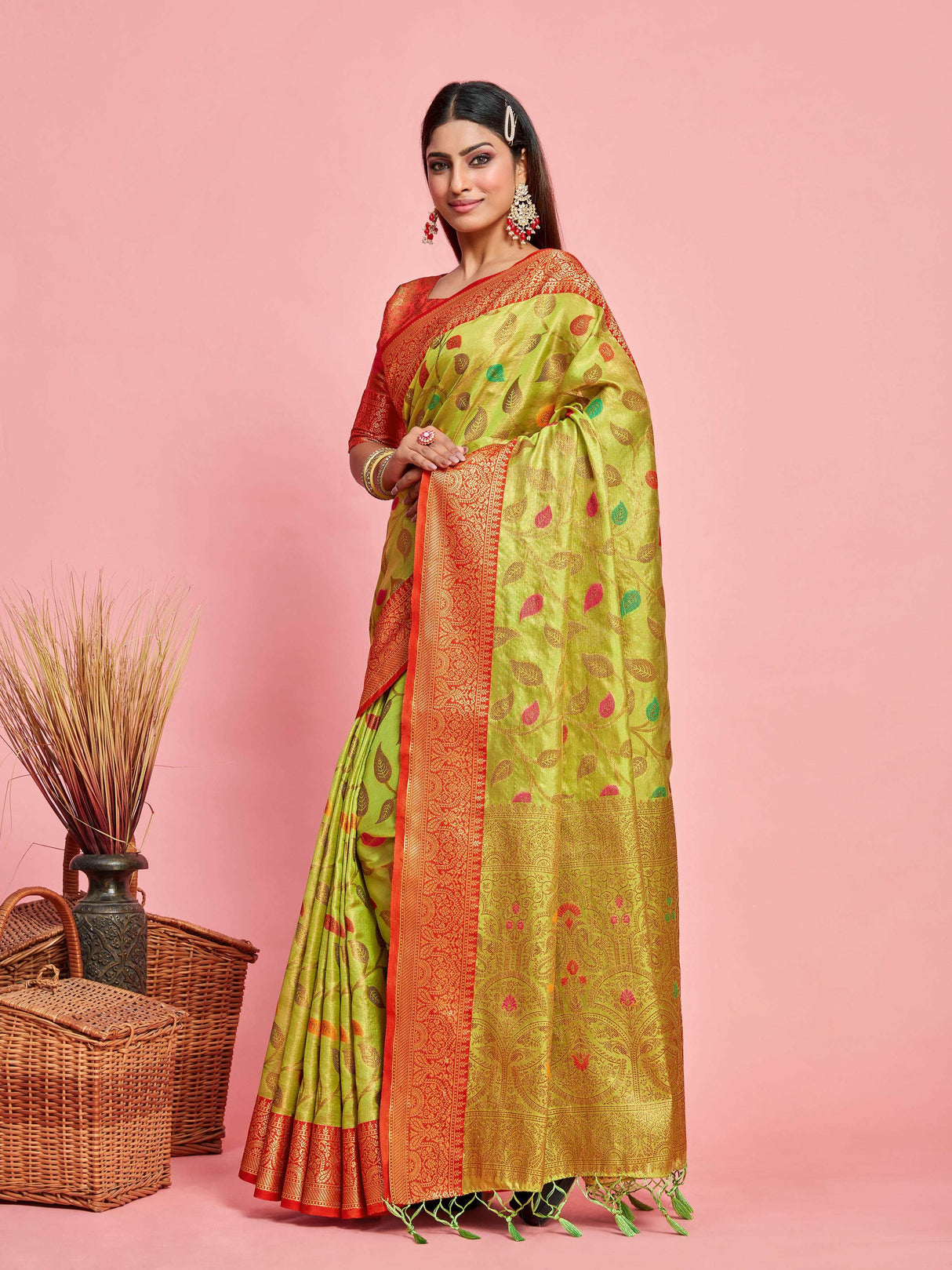 Mimosa Women's Woven Design Banarasi Art Silk Saree With Blouse Piece : SA00001225OLFREE