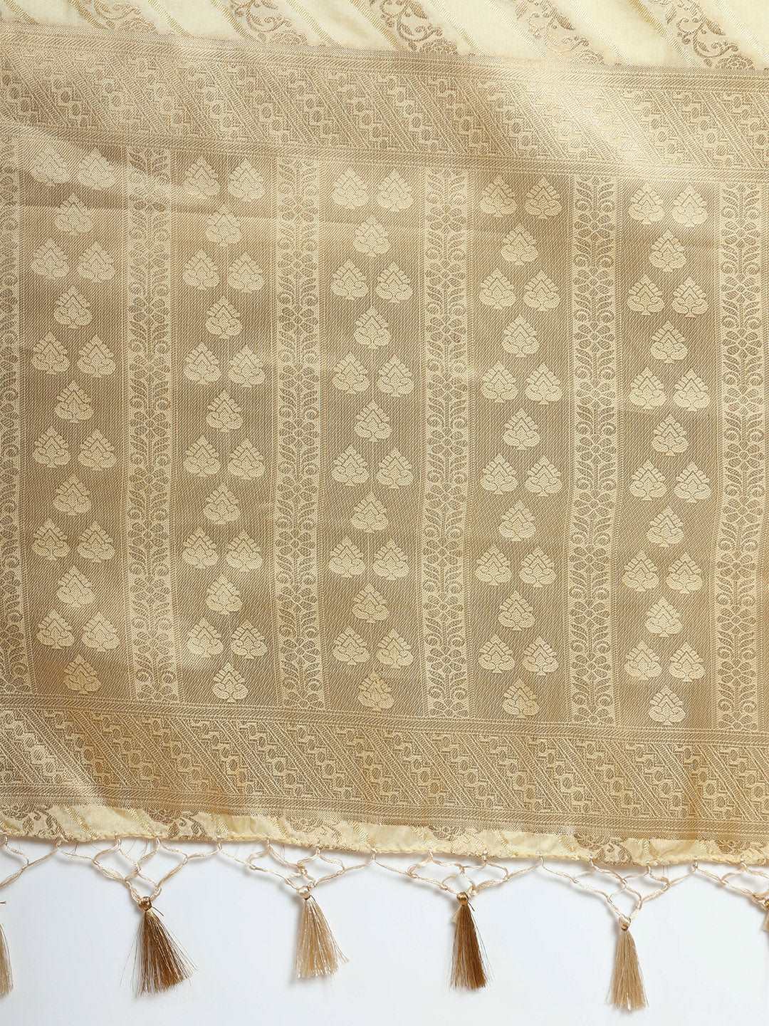 Mimosa Womens Art Silk Saree Kasavu Cream Color