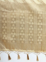 Mimosa Womens Art Silk Saree Kasavu Cream Color