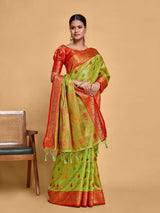 Mimosa Women's Woven Design Banarasi Art Silk Saree With Blouse Piece : SA00001224OLFREE