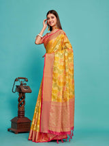 Mimosa Women's Woven Design Banarasi Art Silk Saree With Blouse Piece : SA00001214GDFREE