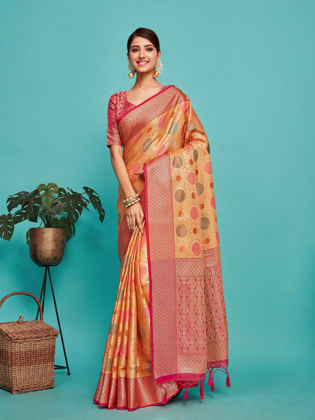 Mimosa Women's Woven Design Banarasi Art Silk Saree With Blouse Piece : SA00001211PCFREE