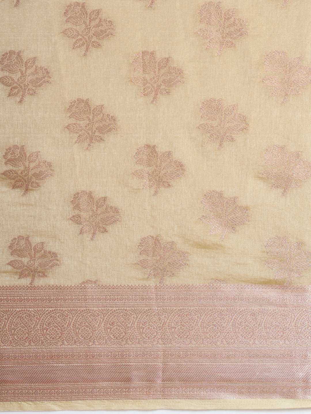 Mimosa Womens Art Silk Saree Kasavu Cream Color