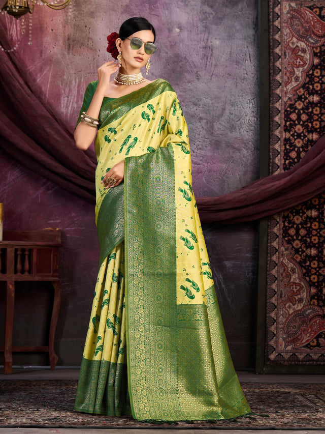 Mimosa Women's Woven Design Kanjivaram Art Silk Saree With Blouse Piece : SA0000899PS