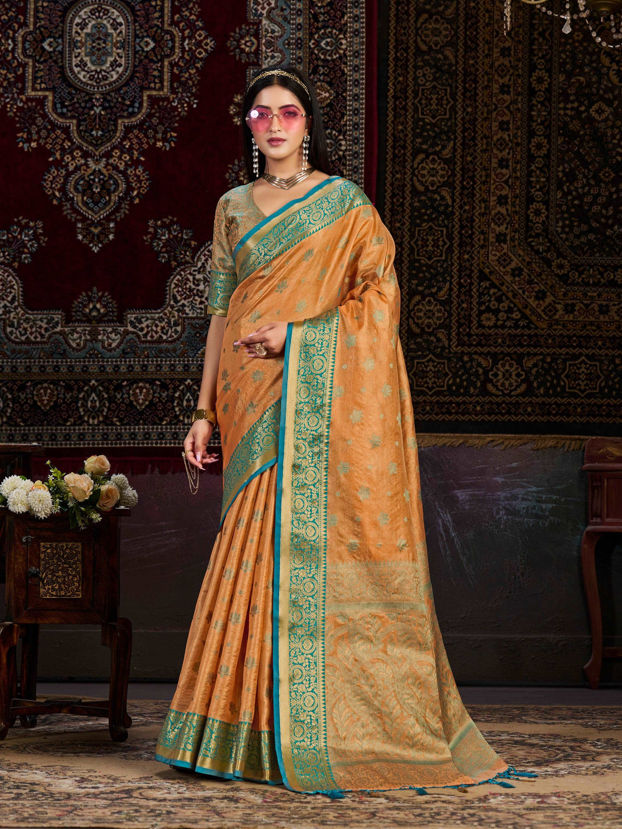 Mimosa Women's Woven Design Kanjivaram Art Silk Saree With Blouse Piece : SA0000942PC