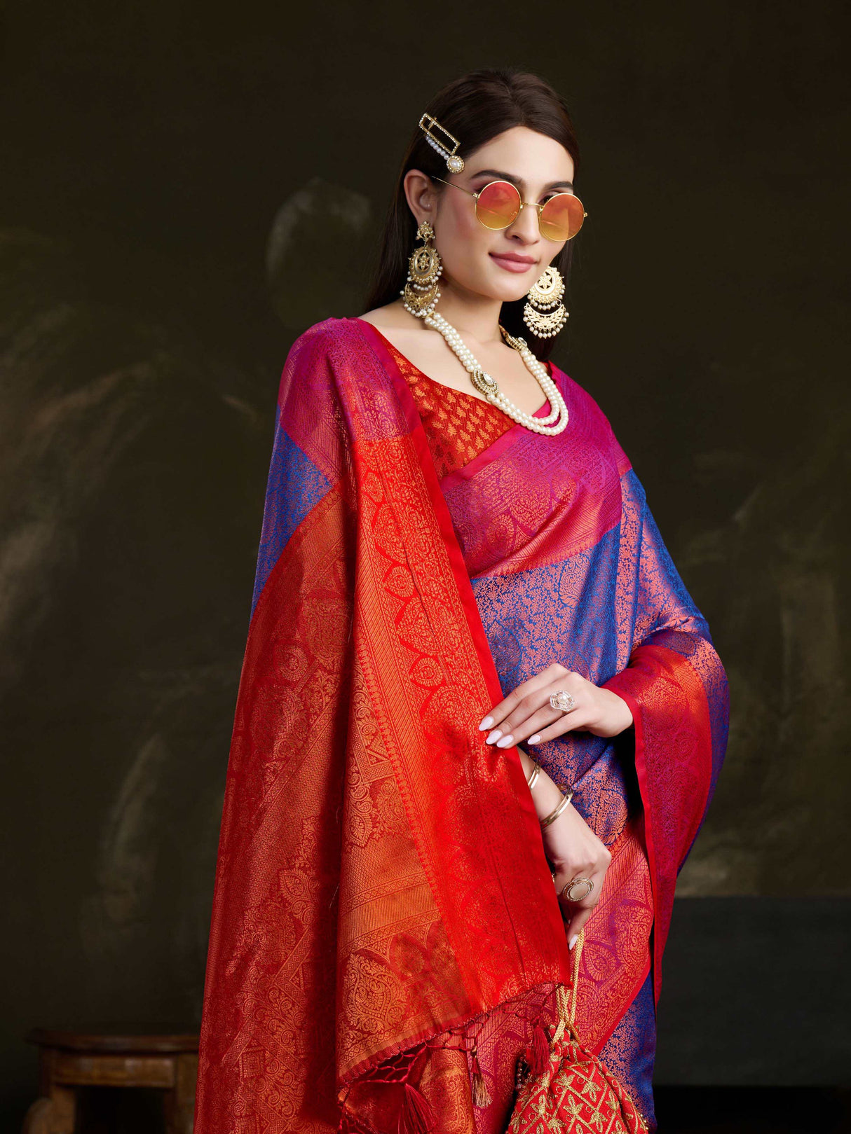 Mimosa Women's Woven Design Kanjivaram Art Silk Saree With Blouse Piece : SA0000915RB