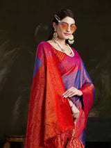 Mimosa Women's Woven Design Kanjivaram Art Silk Saree With Blouse Piece : SA0000915RB