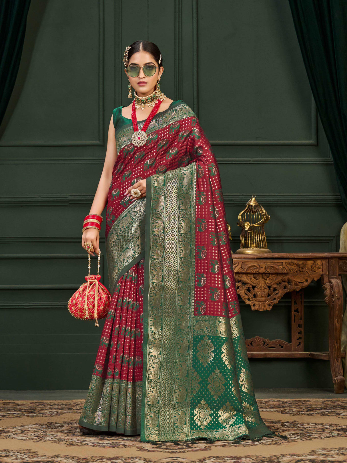 Mimosa Women's Woven Design Kanjivaram Art Silk Saree With Blouse Piece : SA0000901MR