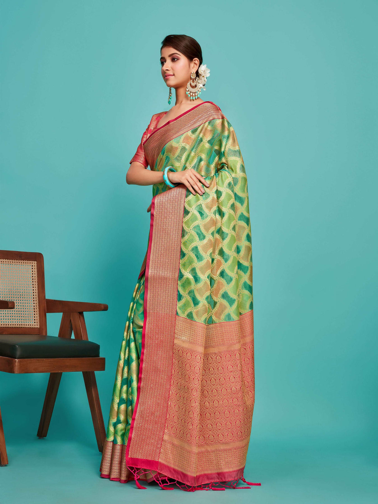 Mimosa Women's Woven Design Banarasi Art Silk Saree With Blouse Piece : SA00001212SFFREE