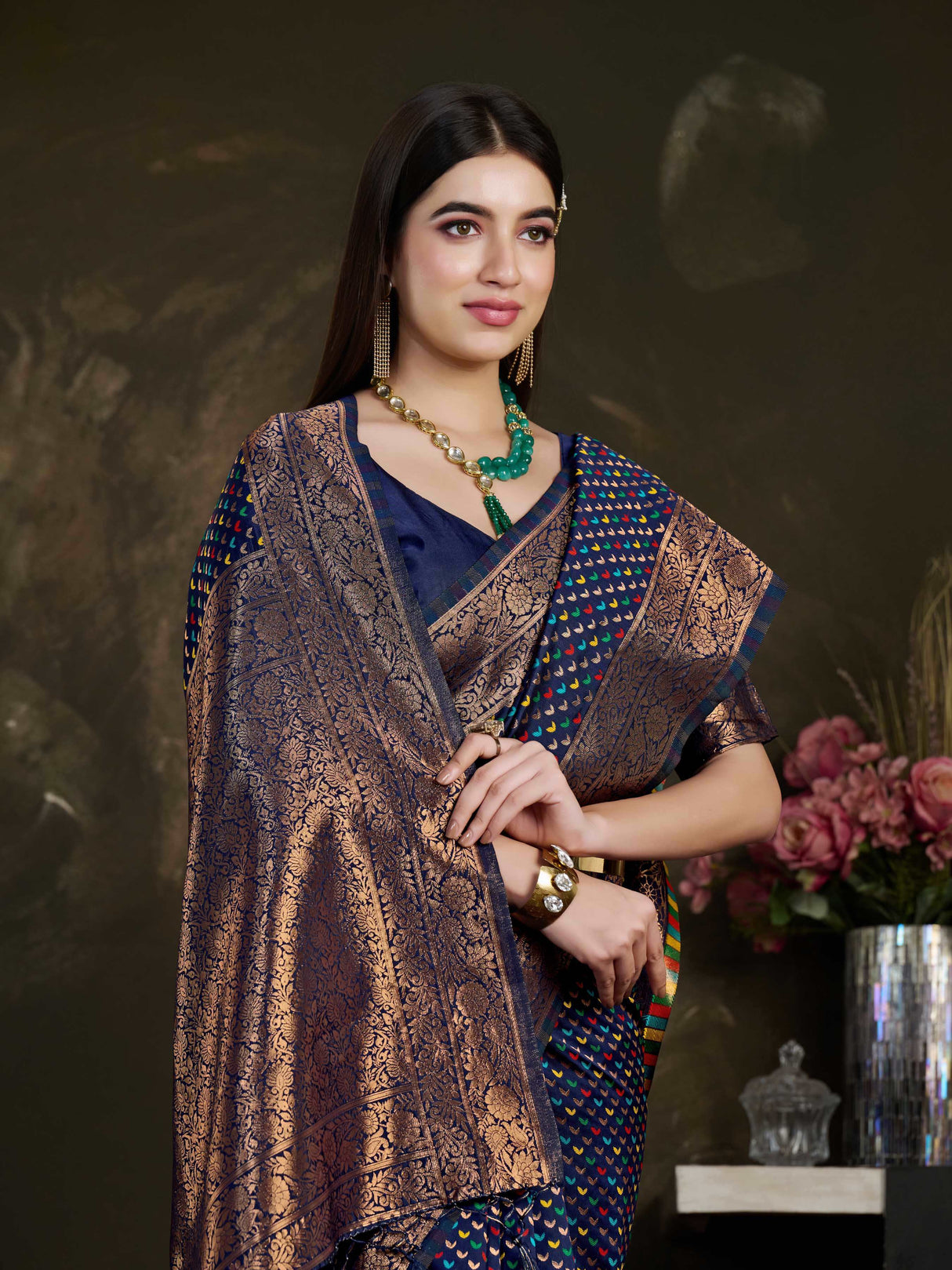 Mimosa Women's Woven Design Kanjivaram Art Silk Saree With Blouse Piece : SA0000906NV