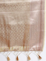 Mimosa Womens Art Silk Saree Kasavu Cream Color