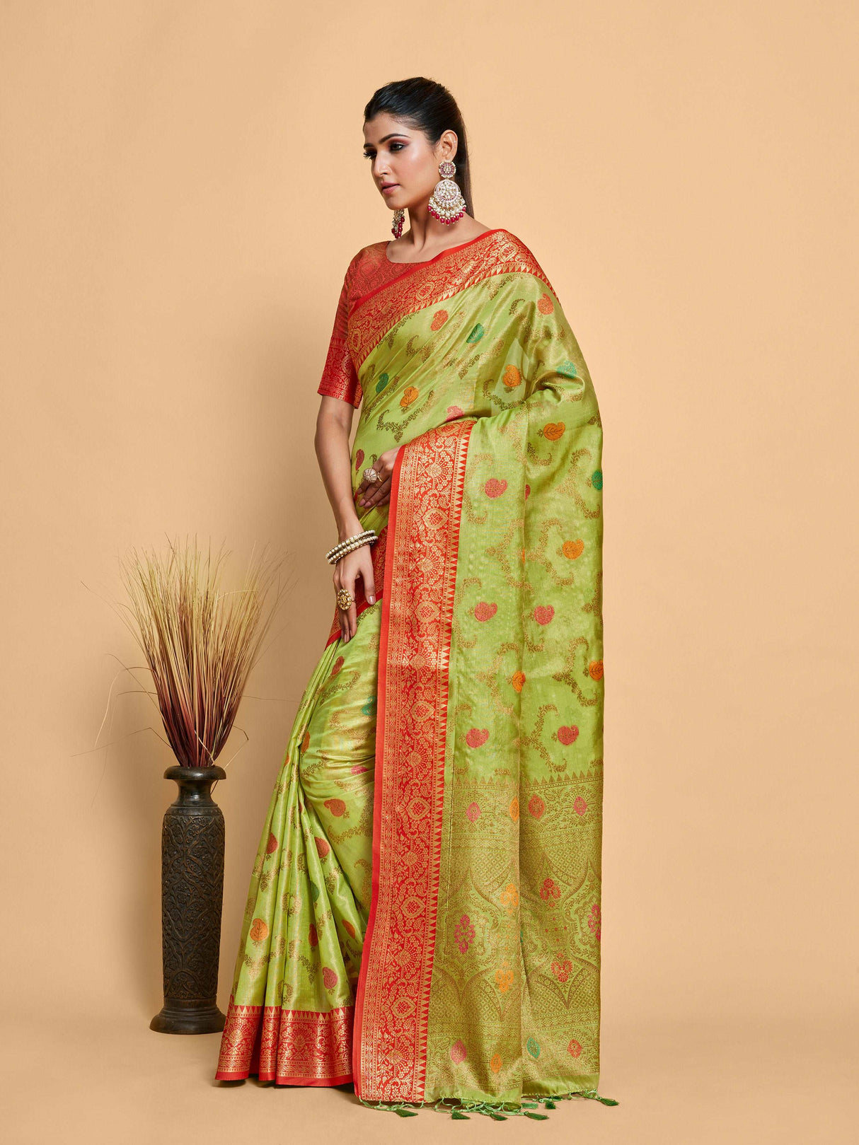 Mimosa Women's Woven Design Banarasi Art Silk Saree With Blouse Piece : SA00001226OLFREE