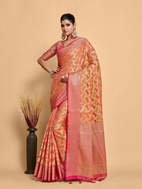 Mimosa Women's Woven Design Banarasi Art Silk Saree With Blouse Piece : SA00001212STFREE