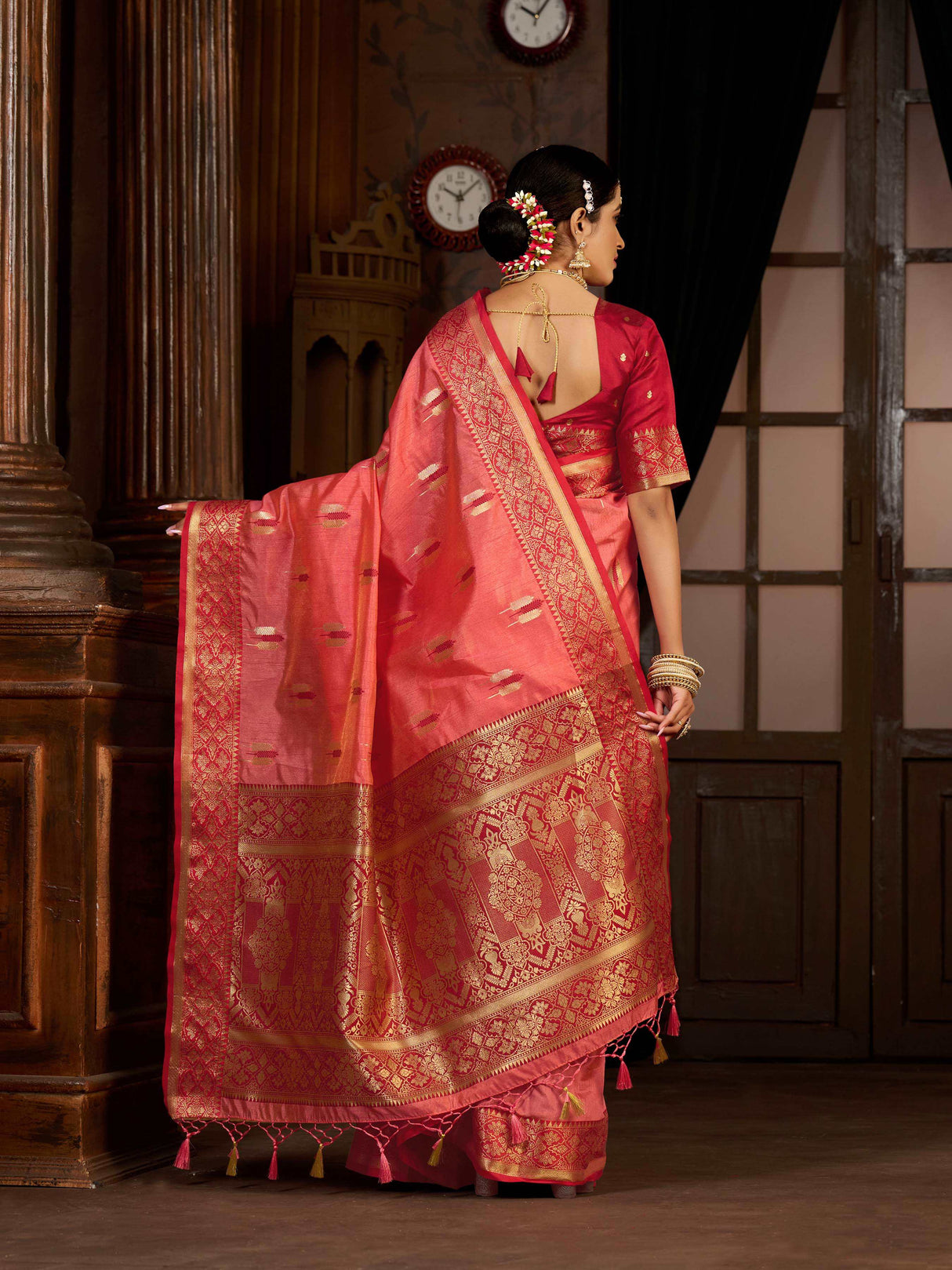 Mimosa Women's Woven Design Bishnupur Art Silk Saree With Blouse Piece : SA0000867PC