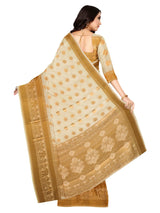 Mimosa Womens Art Silk Saree Kasavu Cream Color