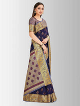 Mimosa Womens Art Silk Saree Paithani Navy Blue Color