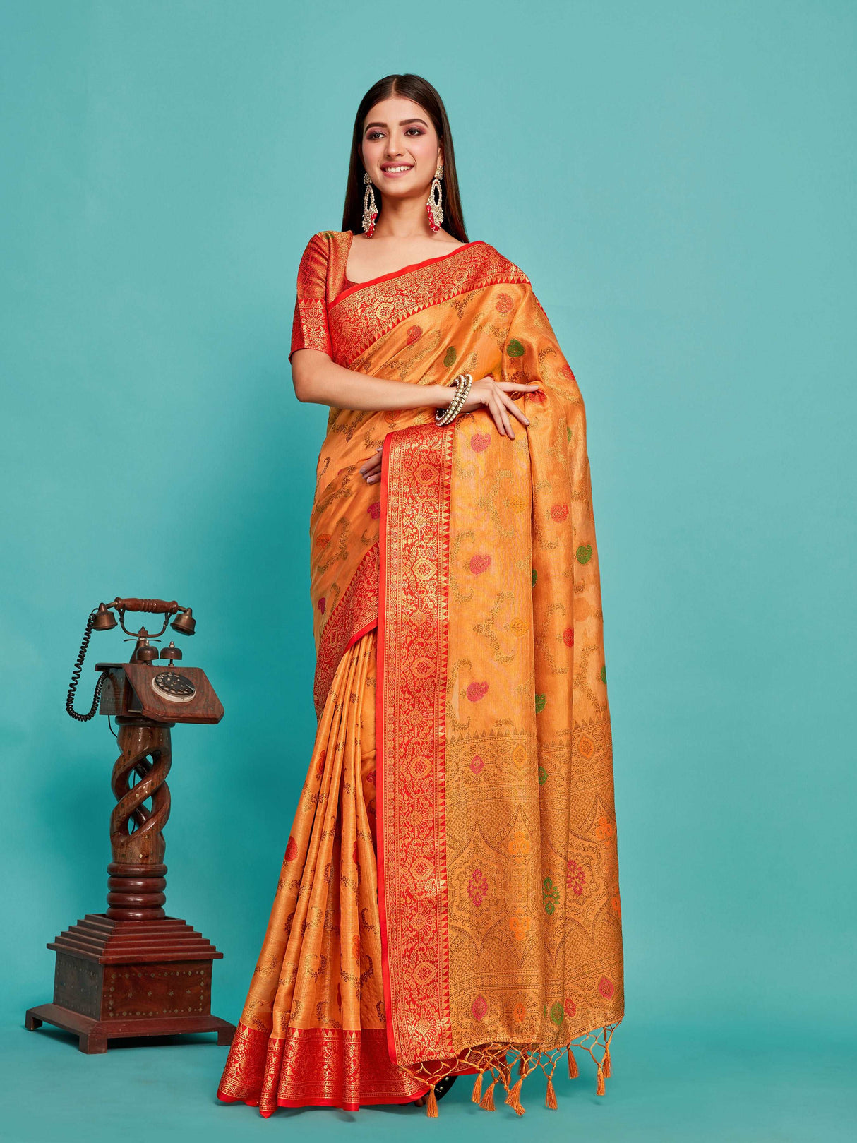 Mimosa Women's Woven Design Banarasi Art Silk Saree With Blouse Piece : SA00001226PCFREE