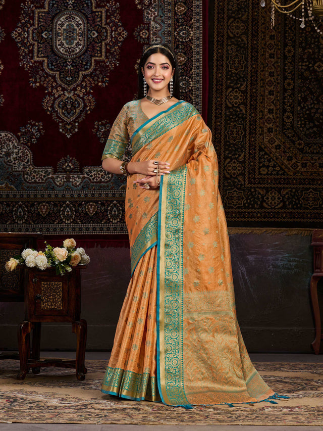 Mimosa Women's Woven Design Kanjivaram Art Silk Saree With Blouse Piece : SA0000942PC