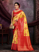 Mimosa Women's Woven Design Kanjivaram Art Silk Saree With Blouse Piece : SA0000899GD